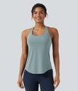 Halara UltraSculpt™ Round Neck Crisscross Back Running Tank Tops DD-F Cups - Ether