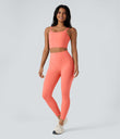 Halara UltraSculpt™ Double Straps Twisted Backless Cropped Yoga Tank Top - Fusion Coral
