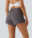 Mid Rise Drawstring Contrast Mesh 2-in-1 Flowy Running Shorts 3'' - Sparrow