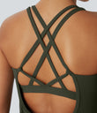 Halara UltraSculpt™ Round Neck Curved Hem Workout Tank Top - Deep Woodland Green