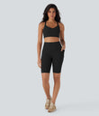 Halara UltraSculpt™ High Waisted Tummy Control Pocket Shaping Training Biker Shorts 9'' - Black