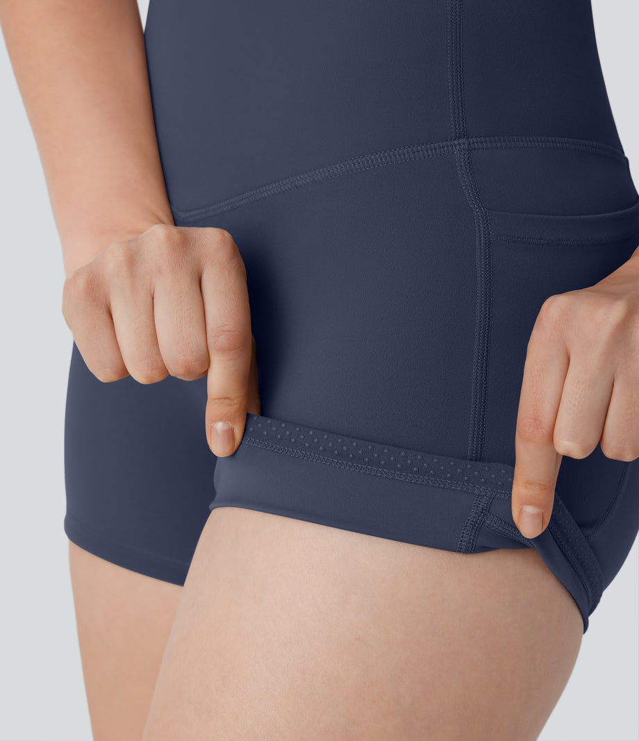 Halara UltraSculpt™ High Waisted Tummy Control Pocket Shaping Training Biker Shorts 3'' - Mood Indigo