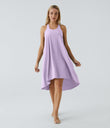 Breezeful™ Backless Racerback Side Pocket High Low Flowy Midi Quick Dry Casual Dress - Leisurely Lavender