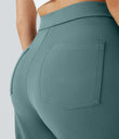 DayStretch High Waisted Pockets Straight Leg Casual Pants - Arctic