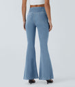 Halara Flex™ High Waisted Crossover Pocket Washed Casual Jeans - Washed Denim Sunny Blue