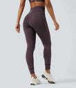 High Waisted Drawstring Striped Yoga Leggings with Pockets - Plum Ridge