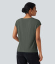 V Neck Short Sleeve Casual T-Shirt - Lone Pine Green