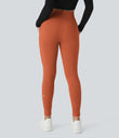 SoftlyZero™ Plush High Waisted Drawstring Pocket Plain Full Length Joggers - Orange Rust
