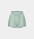 Frill High Waisted Elastic Waistband Drawstring Flowy Stacked Casual Shorts 3" - Green Lily