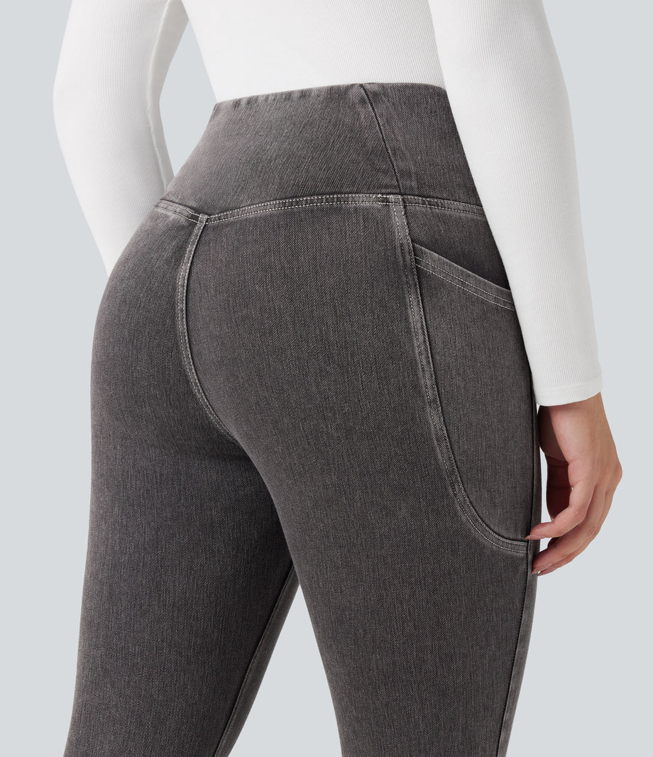 Halara Flex™ Crossover Pocket Washed Denim Work Leggings - Cool Gray Denim