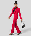 Halara Flex™ High Waisted Back Side Pocket Slight Flare Work Pants - Aurora Red