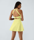 SoftlyZero™ Airy Backless Twisted Flare Low Support Dance Active Dress-Longer Length-Easy Peezy Edition A-D Cups - Yellow Pear