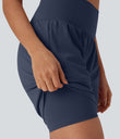 SoftlyZero™ Airy Super High Waisted 2-in-1 Cool Touch Yoga Shorts 7" with Pockets - Mood Indigo