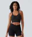 OneForm Seamless Flow Low Support Ruched Double Straps Sports Bra A-D Cups - Black