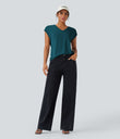V Neck Short Sleeve Casual T-Shirt - Hydro
