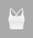 Crisscross Backless Built-in Bra Cropped Running Tank Top A-D Cups - White