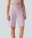 SoftlyZero™ Airy High Waisted Pockets Cool Touch Yoga Bermuda Shorts - Pink Purple