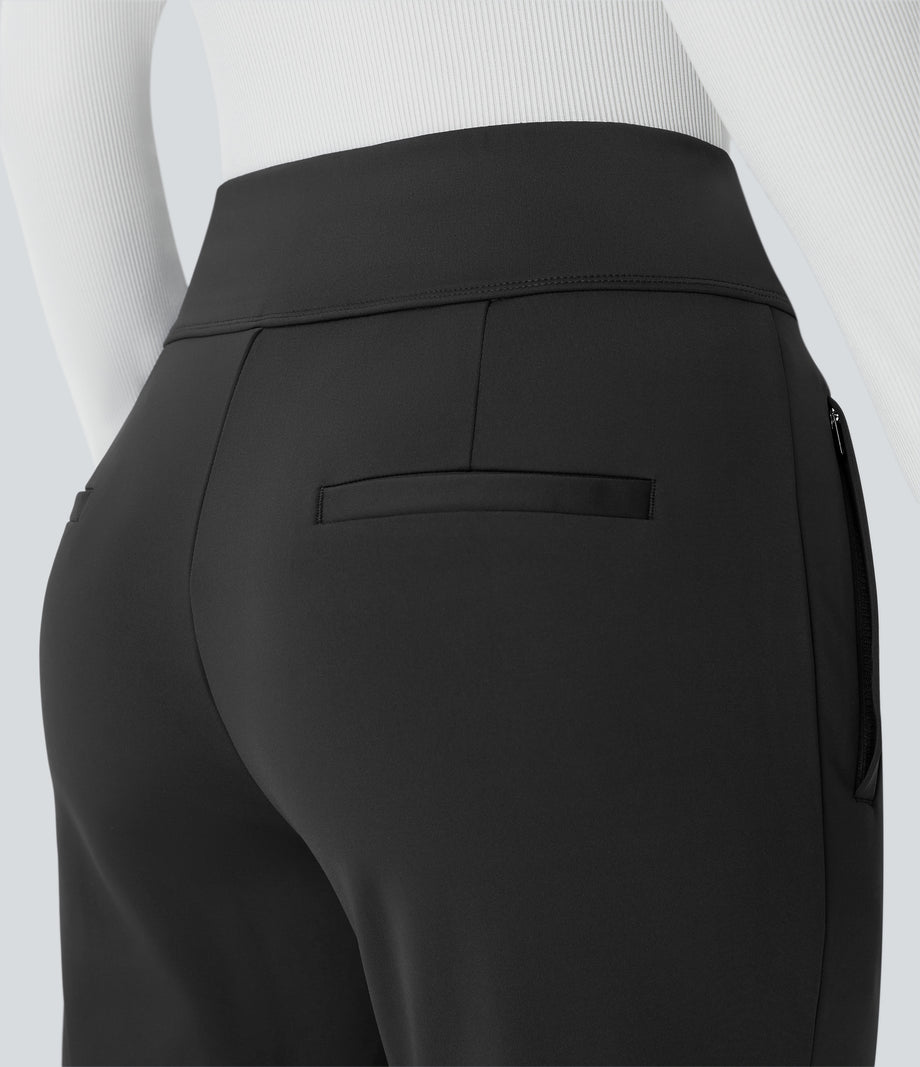 Halara Flex™ DayStretch Mid Rise Side Zipper Pocket Work Flare Pants - Black