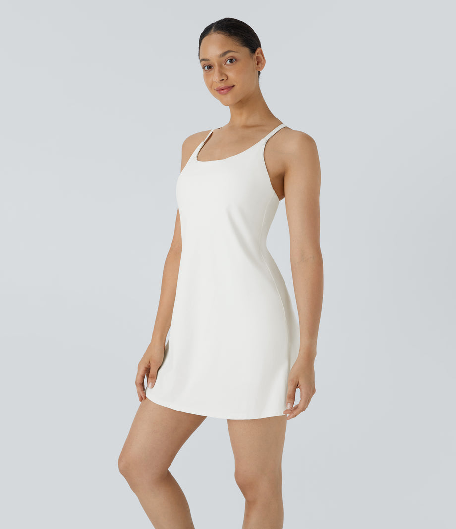 SoftlyZero™ Plush 2-in-1 Pocket Mini Active Dress DD-F Cups - White