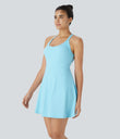 SoftlyZero™ Airy Backless Twisted Flare Low Support Dance Active Dress-Longer Length-Easy Peezy Edition A-D Cups - Spun Sugar