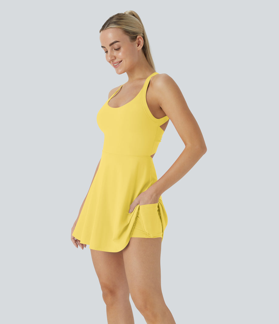 SoftlyZero™ Airy Backless Twisted Cool Touch Dance Active Dress-Easy Peezy Edition - Goldfinch