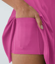 SoftlyZero™ Airy Backless Twisted Flare Low Support Dance Active Dress-Longer Length-Easy Peezy Edition A-D Cups - Fuchsia Fedora