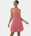 SoftlyZero™ Airy Cut Out 2-in-1 Pocket Cool Touch Longer Active Dress-UPF50+ - Desert Rose