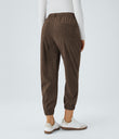 Mid Rise Zipper Pockets Corduroy Casual Joggers - Demitasse