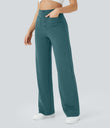 DayStretch High Waisted Pockets Straight Leg Casual Pants - Atlantic Deep
