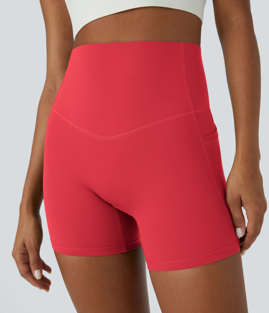 Halara UltraSculpt™ High Waisted Tummy Control Side Pocket Shaping Training Biker Shorts 5'' - Bittersweet