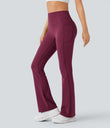 Halara UltraSculpt™ High Waisted Scrunch Butt Lifting Tummy Control Pocket Shaping Yoga Bootcut Leggings - Red Plum