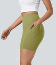 Halara UltraSculpt™ High Waisted Tummy Control Pocket Shaping Training Biker Shorts 7'' - Moss