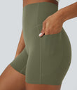 Halara UltraSculpt™ High Waisted Tummy Control Side Pocket Shaping Training Biker Shorts 5'' - Grass Grey Green