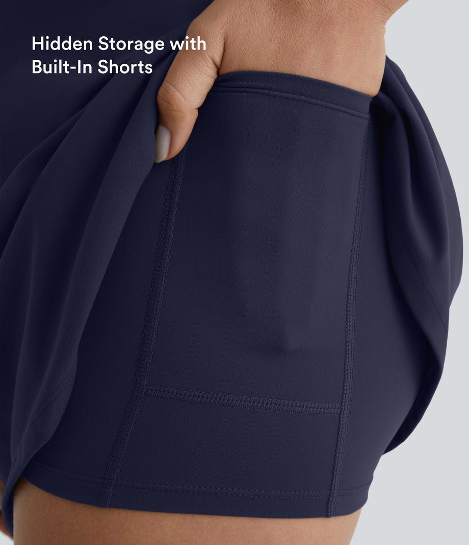 SoftlyZero™ Plush 2-in-1 Pocket Mini Active Dress DD-F Cups - Peacoat