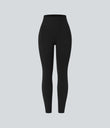 OneForm Seamless Flow High Waisted Ruched 7/8 Yoga Leggings - Black