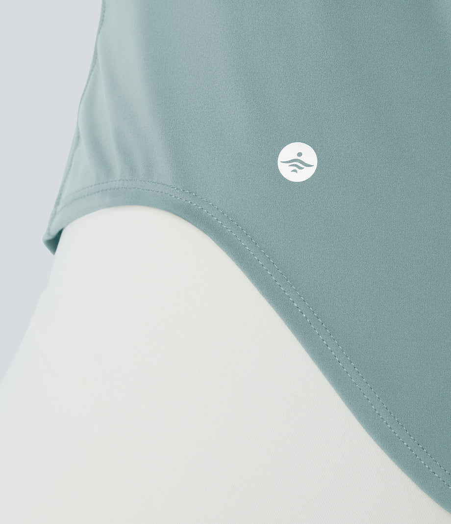 Halara UltraSculpt™ Round Neck Curved Hem Workout Tank Top - Ether