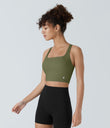 SoftlyZero™ Airy Square Neck Backless Crisscross Cropped Cool Touch Yoga Tank Top-UPF50+ - Loden Green