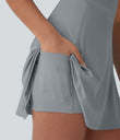 SoftlyZero™ Airy U Neck 2-in-1 Pocket Mini Cool Touch Dance Active Dress-Easy Peezy - Quarry