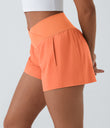 Breezeful™ High Waisted Crossover Pocket 2-in-1 Quick Dry Yoga Shorts 4" - Flamingo