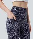 Halara UltraSculpt™ Leopard Print High Waisted Tummy Control Yoga Leggings with Pockets - Black and Purple Leopard