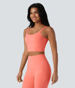 Halara UltraSculpt™ Double Straps Twisted Backless Cropped Yoga Tank Top - Fusion Coral