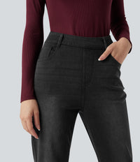 Halara Flex™ High Waisted Rolled Hem Casual Slim Jeans with Pockets - Poppy Seed Denim
