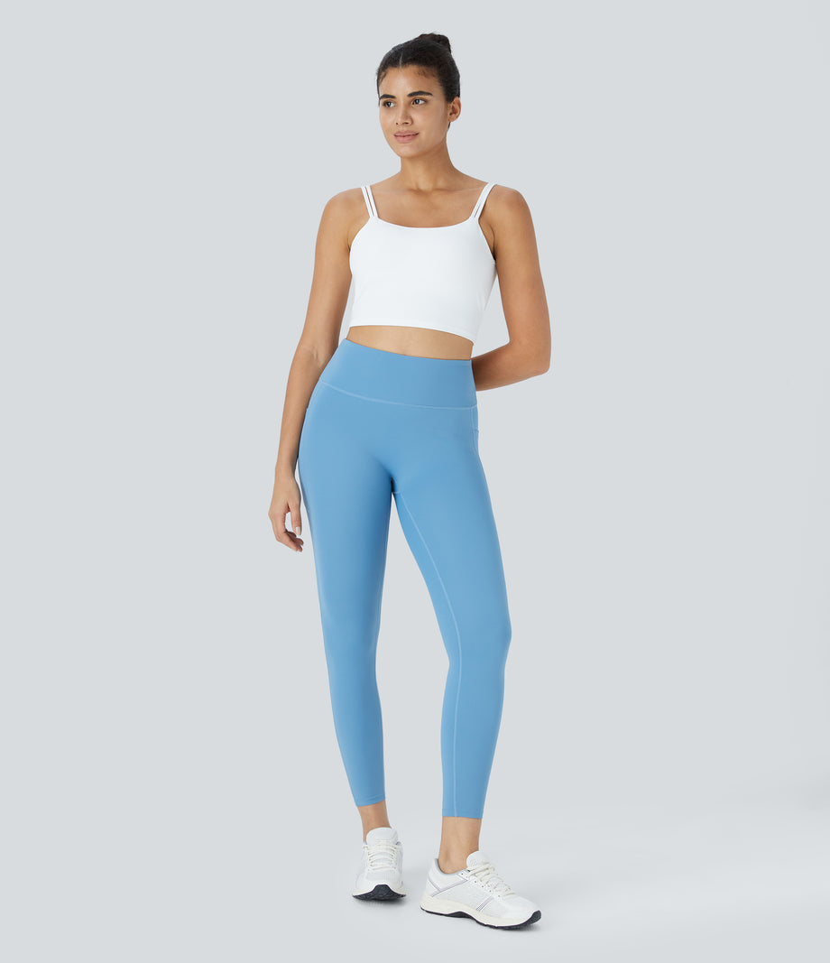 Double Straps Cropped Yoga Tank Top - White