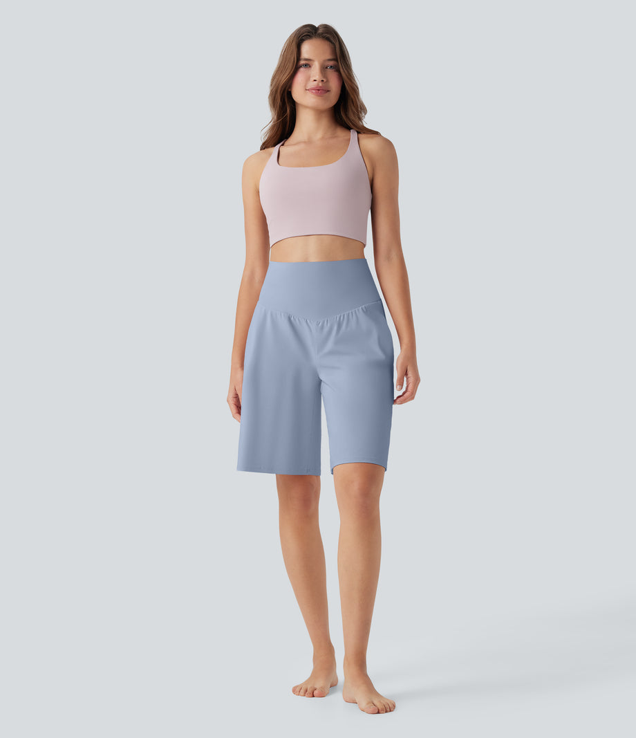 SoftlyZero™ Airy High Waisted Pockets Cool Touch Yoga Bermuda Shorts - Skyway