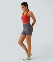 SoftlyZero™ Plush U Neck Racerback Cut Out Cropped Yoga Tank Top - Poinsettia