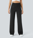 DayStretch High Waisted Pockets Straight Leg Casual Pants - Black