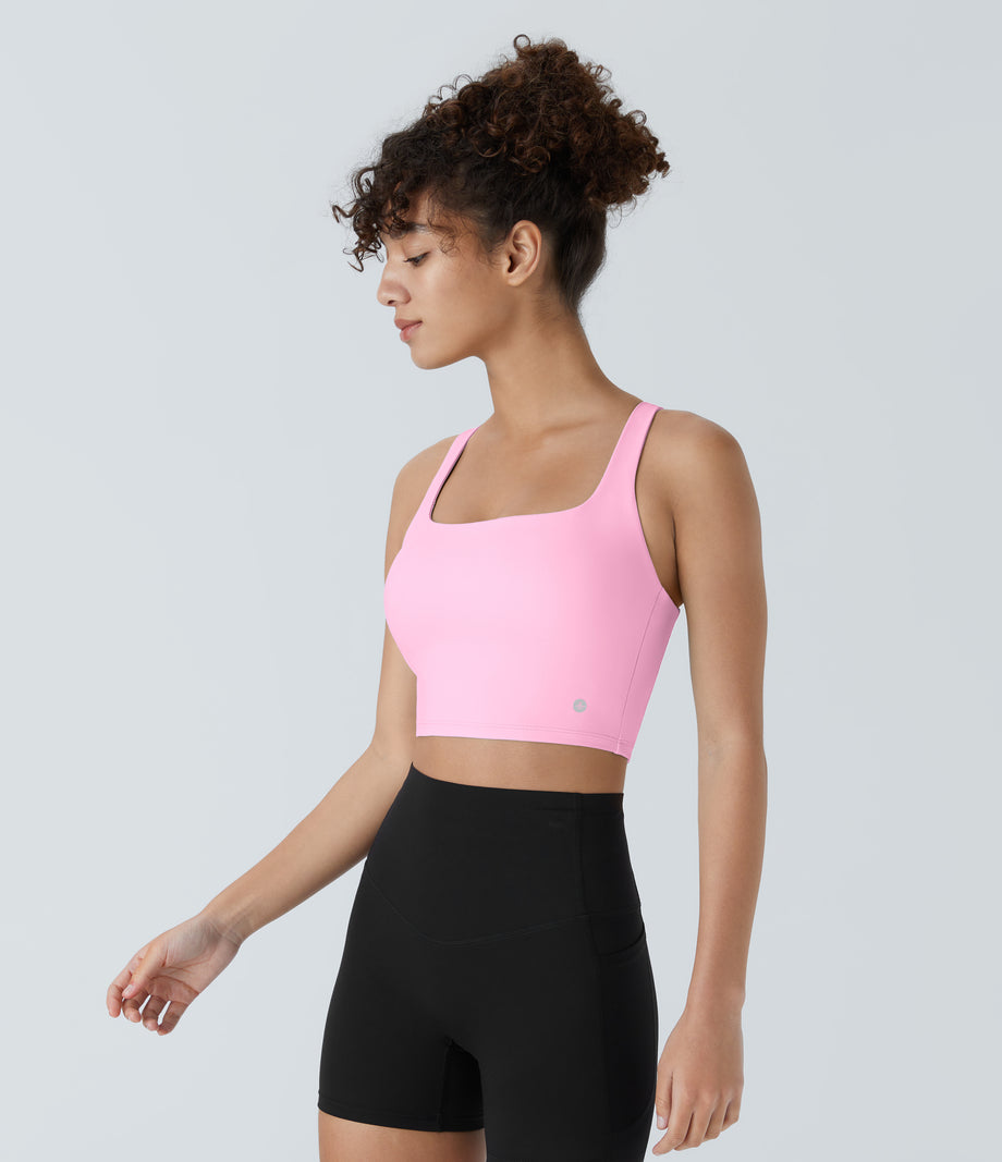 SoftlyZero™ Airy Square Neck Backless Crisscross Cropped Cool Touch Yoga Tank Top-UPF50+ - Nosegay