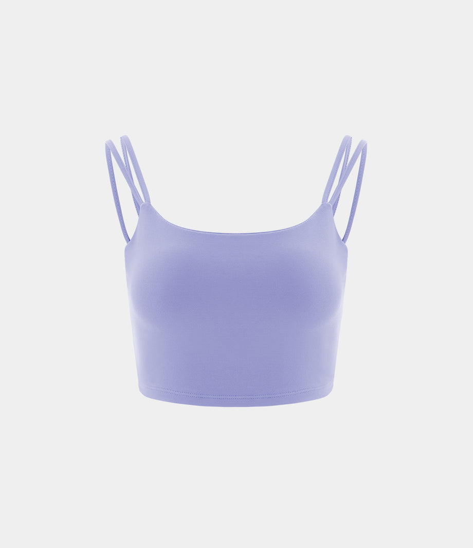 Double Straps Cropped Yoga Tank Top - Baby Lavender
