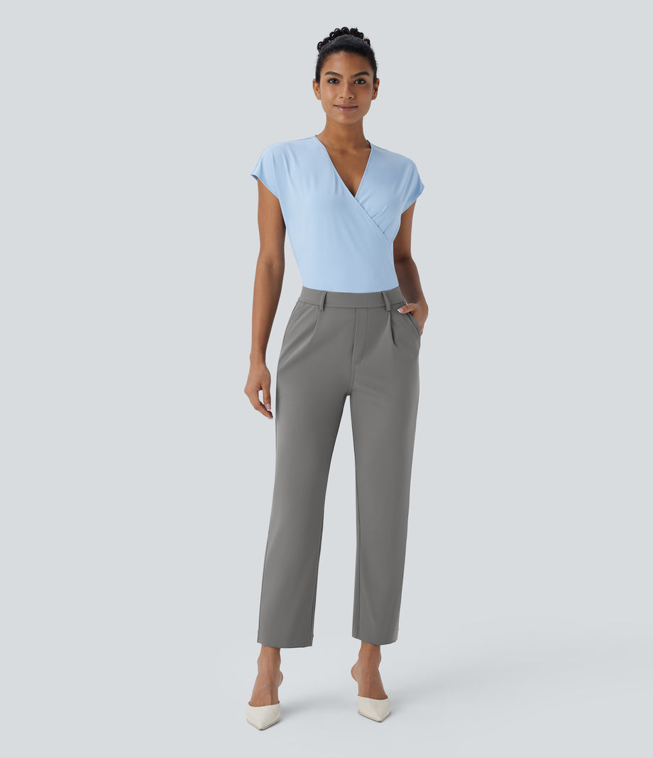 Halara Flex™ DayStretch High Waisted Pocket Ankle Length Tapered Work Pants - Silent Storm