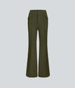 High Waisted Side Flap Pocket Flare Casual Cargo Pants - Forest Night